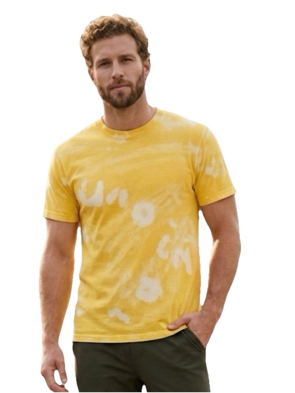 Sporty & Rich Men’s & Women’s Tie Dye Yellow Cotton Short Sleeve Tee Size Small